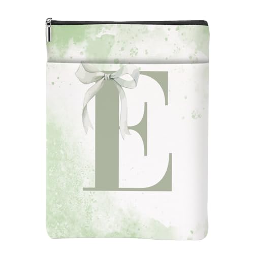 Lindo laço verde inicial E presentes personalizados capa de livro capa de livro para livros à prova d'água protetor de livros presentes de livros acessórios de leitura para professor esposa mãe damas