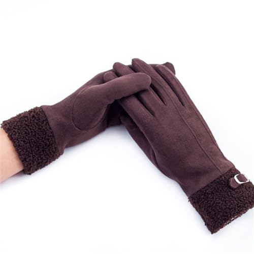 Guantes de ante para exteriores con felpa interior para mujer