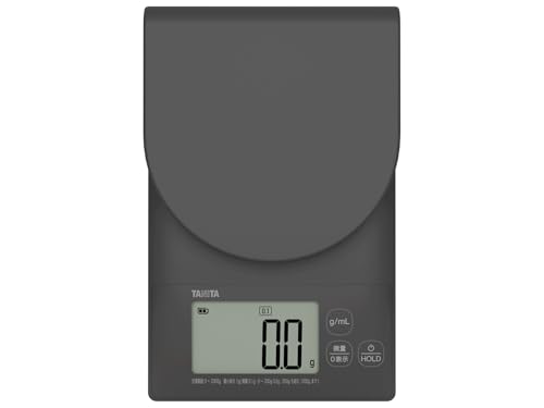 タニタ スケール はかり 丸洗い【0.1g単位2kgまで/丸洗いOK】郵便物やボウルなど大きなものも計れる（HOLDモード） 水や牛乳のmlも計れるので計量カップいらず（mLモード）KW2G03 すぐゼロすぐピタ 料理 お菓子作り パン作り フリマ ペットの健康管理 梅酒 コーヒー 薬の計量 グレー