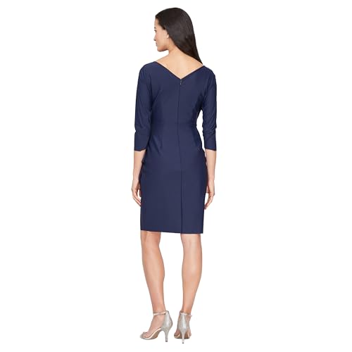 Image of Alex Evenings Women's Slimming Short Sheath 3 /4 Sleeve Cocktail Dress, Wedding Guest