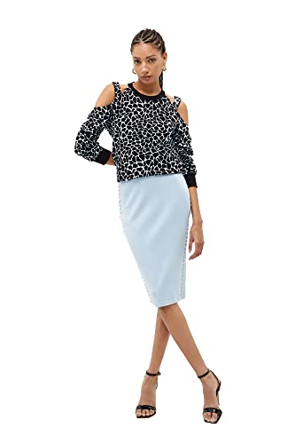 Liu Jo TA3077J6182 Damen-Sweatshirt, Weiß/Schwarz, Skyway/Giraffe