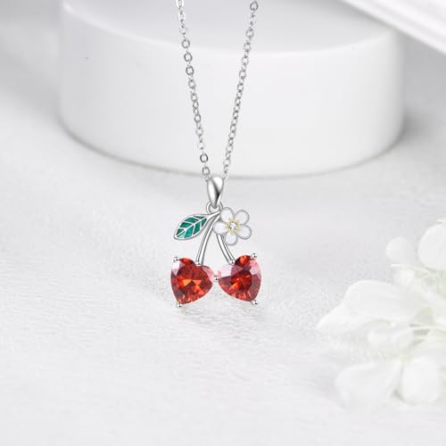 ONEFINITY Fruit Necklace Sterling Silver Lemon Strawberry Cherry Pendant Necklace Fruit Jewelry Gifts for Women2