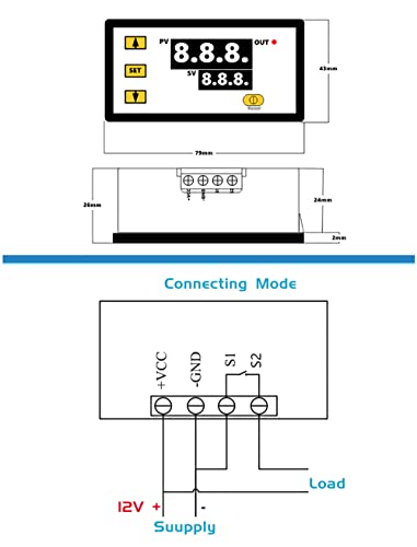 W3230 Digital LED Temperature Controller Module Digital Thermostat Switch with Waterproof Probe Programmable Heating Cooling Electronic Thermostat Range from -50℃ to 120℃ (12V 10A 120W) (2 Pieces)