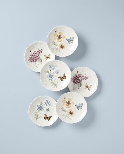 Image of Lenox Butterfly Meadow 6-Piece Tidbit Plates, Dessert Plate Set for 6