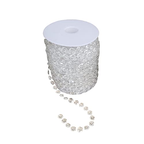 JIHUOO 10M Guirlande Perles Cristal Transparent Chaine de Perles Octogonales Guirlande Acrylique Strass pour Mariage Fête d'anniversaire Transparent
