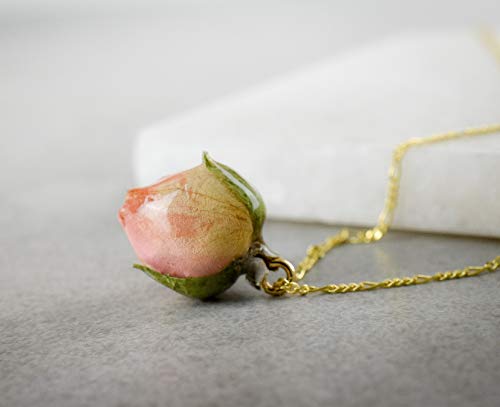 Collier bouton de rose plaqué or sterling 925 véritable anti-allergie