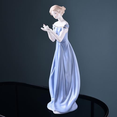 HSTWODE - Figura de porcelana para mujer, estatua de porcelana, escultura de mesa, decoración para el hogar, decoración de habitaciones, figura de porcelana (3)