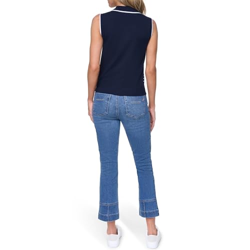 Image of Nautica Women's Crew Neck Solid Short Sleeve Sweater