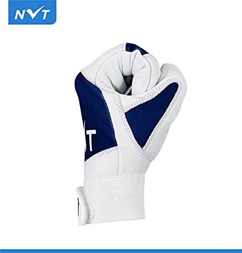 Nvt Baseball Batting Gloves, Offers Superior Grip & Performance, Ultimate Durability And Ventilation, Available In Blue & Multi Color, Youth & Adult Size. (White, Blue, Large) #TOP6