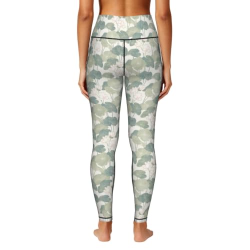 Pantalones de yoga opacos que no se bajan con lirios negros 4