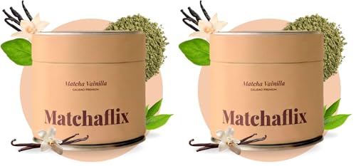 Matchaflix | Té Matcha Premium Sabor Vainilla (100 Gramos) | Té Instantáneo | Healthy | Green Drink (Paquete de 2)