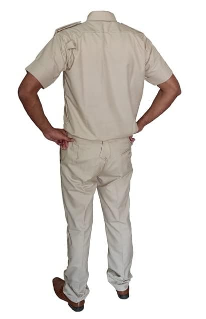 Men's Police Style Security Guard Uniform Set, Khaki Shirt and Pants, Patrol Duty Outfit (Khaki, 36) 1
