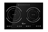 Empava 20.5' Double Elements Electric Stove 1800W Induction Cooktop with Two Separate Heating Zones,...