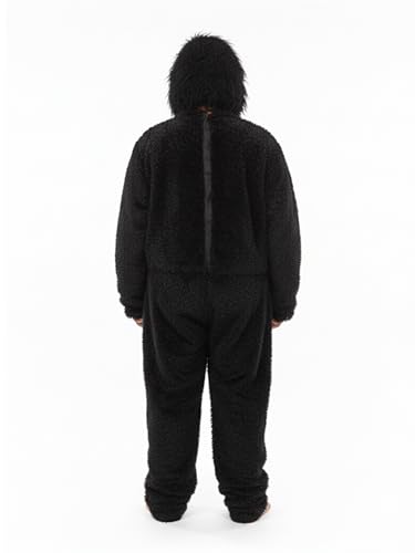 Image of King Kong /Gorilla Costume, Black Furry Full Body Suit with Mask, Hands, Feet for Kids, Adults, Halloween, School Party