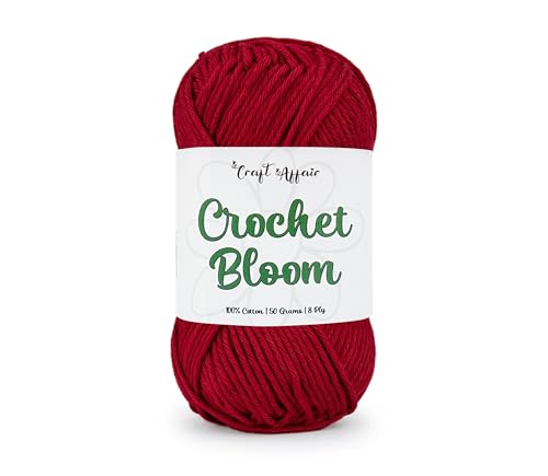 Image of Craft Affair | 8Ply Cotton Crochet Yarn (2mm, 77Meter, 50Gram) 100% Pure Cotton | for Embroidery, Craft & DIY Project: Maroon