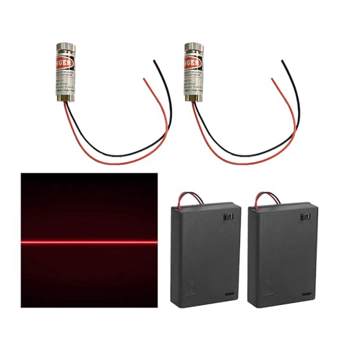 2 Stück Fokussierbare Lasermodul laser Fokus Einstellbar Laser Rot Laserlinie 3-5V 650nm mit Kunststoff Linsen+ AA Batteriehalter,verwendet für Korrektur und Ausrichtung von Industriegebäuden