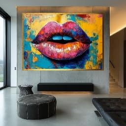 Tableau lèvres rouges abstrait 50x70 cm pour habiller un mur vide - 4