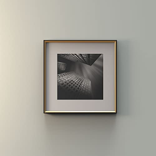ANYHI Marco de fotos cuadrado de aluminio, 30 x 30 cm, negro y dorado, dormitorio, galería Cover