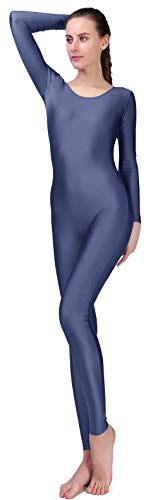 Mvefward Adult Scoop Neck Long Sleeve One Piece Unitard Full Body Leotard Unisex for Dancewear Navy XL