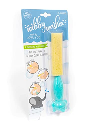 Image of Webby Washer Ollie | Bathing Loofah Sponge for Infant, Baby and Newborn | Organic and Safe for Babies | Grey, Teal