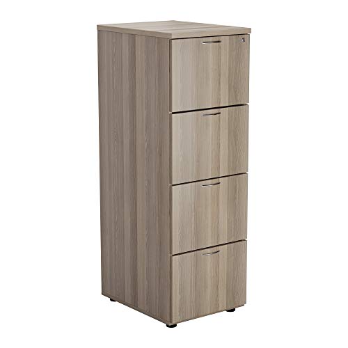 Image of Office Hippo 4 Drawer Filing Cabinet, PRE ASSEMBLED - Grey Oak