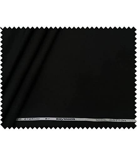 Image of Raymond 100% Cotton Fabric (All Weather Fabric, Unstitched Premium Fabric, Solid, Less Wrinkles) (Black, 3.5 Meters for Kurta Pajama)