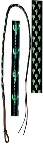 Showman 4' Leather Over & Under Whip w/Cactus Print Overlay