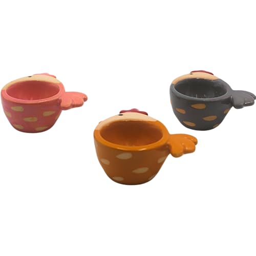 3er Set Eierbecher Hühner, Eihalter, Eideko, Frühstücks - Eierbecher, Huhn - Eierbecher,Eierbecherset, Eihalter 3 - teilig aus Steingut in gelb/rosa/grau L/B/H 7 x 3 x 8 cm Lieferumfang 3 Stück. – Bild 4