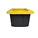 HOMZ 2-Pack Durabilt, Heavy Duty Plastic Storage Bins with Lids, 15 Gallon, Black/Yellow - Stackable Container Boxes for Home, Attic, and Garage Organization