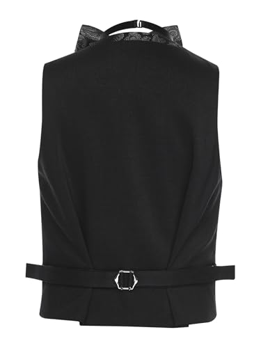 Choomomo Boys 2 Pieces Jacquard Waistcoat Tuxedo Dress Vest Bow Tie Set for Suit or Tuxedo2