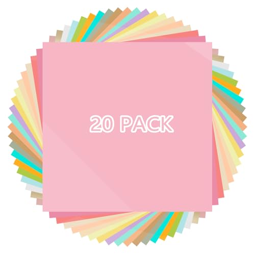 WRAPXPERT Pastel HTV 20 Packs Heat Transfer Vinyl Bundle,Boho Color Iron on Vinyl for Clothing 12 X 10in Neutral Tone HTV Pastel Pink/Lilac/Cream Vinyl Sheets