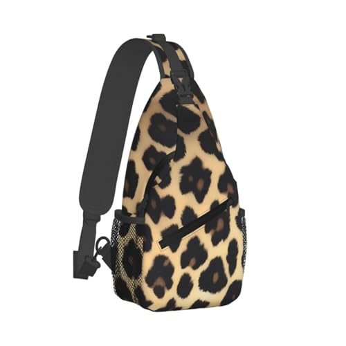 Mochila sling negra estampado leopardo para hiking y viaje miniatura 2
