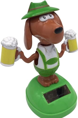 1Pc Green Solar Powered Dancing Beer Dog Ornaments,Swinging Animated Dancer,Solar Powered Dancing Dog,Car Bobble Head Decors,Bobble Head Figures Dashboard Doll,Solar Power Kits,Learning and Education