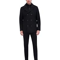 Kenneth Cole Men's Wool Top Coat, PEA COAT BLACK, Medium