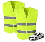 2X Warnwesten Auto gelb ISO20471 Sicherheitsweste - Pannenweste Unfallweste 2026 - Weste Neongelb reflektierend Auto, Pkw, LKW - Autozubehör (2er-Wanweste-gelb)