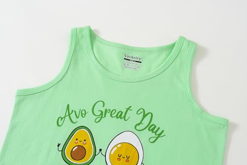 CYCHELRY Girl Sleeveless Summer Pajamas Set Cute Unicorn Tank Top and Stripe Shorts Sleepwear Soft Teen PJS Set Size 6-162