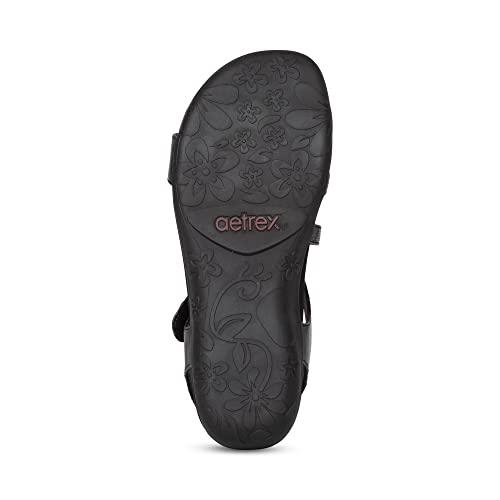 Image of Aetrex Women's Jess Orthopedic Adjustable Quarter Strap Sandals - Comfort Memory Foam Fashion Flat Womens Sandals with Arch Support