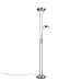 Produktbild QAZQA - Modern Stehleuchte I Stehlampe I Standleuchte I Lampe I Leuchte aus Stahl I Silber I nickel matt mit Leseleuchte inkl. LED und Dimmer - Diva 2 Dimmer I Dimmbar I Wohnzimmer I Schlafzimmer I De