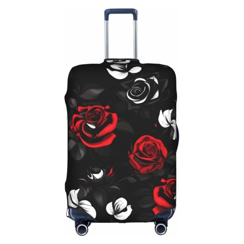 Housse de valise en polyester haut de gamme aux roses rouges et noires L