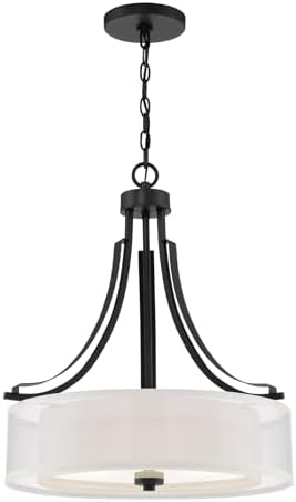 Minka Lavery 4104-66 Parsons Studio Pendant, 3-Light, 300 Total Watts, 20.5-in H x 23.5-in W, Sand Coal Black