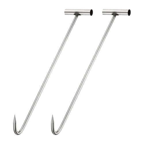 PATIKIL Gancho para Tapas De Alcantarilla 19.7 Pulgadas, 2 Pcs 304 Acero Inoxidable En Forma De T Levantador De Tapas De Alcantarilla con Punta Afilada para Levantar Y Tirar