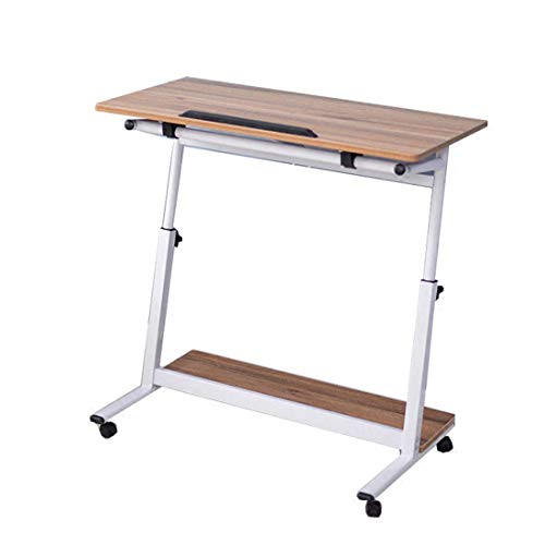 Tabletttisch, verstellbarer Sofa-Seitenbett-Tisch, tragbarer Schreibtisch mit Rädern, Betttisch, Laptopwagen, 80 x 40 cm Desktop
