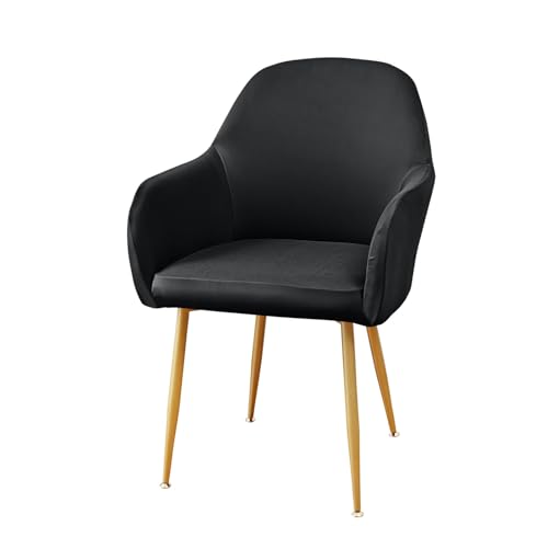 SXZAGZR Funda Elástica Universal para Silla De Comedor con Reposabrazos - Cubierta Impermeable Lavable De Terciopelo - Ajuste Escandinavo Moderno para Cocina (2/4 Piezas) (Gris Oscuro,Paquete de 2)