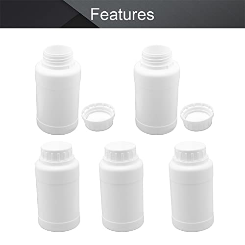 Image of Othmro 10pcs 8.45oz /250ml Plastic Bottles, Lab Cylindrical Chemical Reagent Bottle, Wide Mouth Laboratory Reagent Polyethylene Bottle, Sample Sealing Liquid Storage Container for Food Storage White