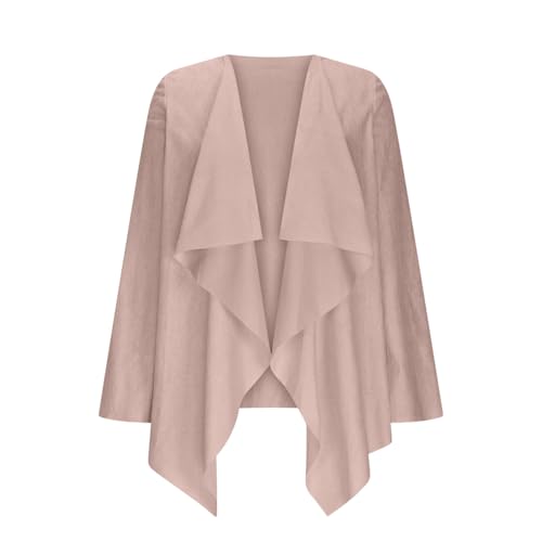 Faux Suede Jacket Women Lightweight Casual Open Front Cardigan Long Sleeve Lapel Coat 2025 Fall Fashion Trends3