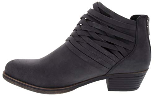 London Fog Womens Mittle Dress Block Heel Ankle Boot, Ladies Back Zip Bootie With Criss Cross Wraparounds Black 9.5 #TOP2