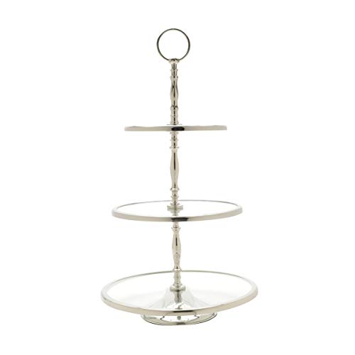 PRATO TRIPLO DE VIDRO P/DOCES C/BORDA DE AÇO INOX 28/23/18x47cm