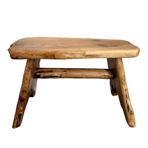 TJ Global Natural Edge Cedar Wood Tree Stump Indoor/Outdoor Stool, Garden Bench, Night Stand, End Table, Plant Stand - L28 x W14 x H17.5