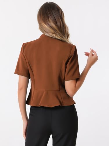 Image of Allegra K Short Sleeve Blazers for Women's Business Casual Open Front Work Cropped Shrug Jacket