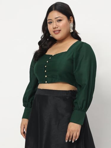 Image of studio rasa Women's Plus Size Chroma Button Down Crop Top for Wedding Festive Party
